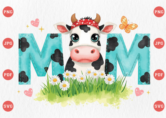 Cow Mom SVG: A Charming Mother’s Day Embroidery Design