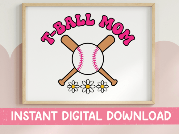 T-Ball Mom SVG PNG: A Sporty Floral Embroidery Design