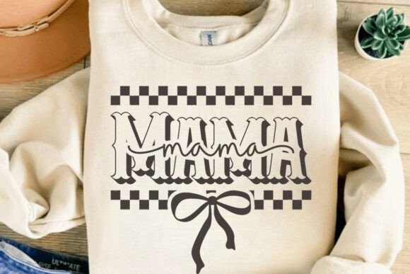 Trendy Mama Checkered Bow SVG for Stylish Embroidery